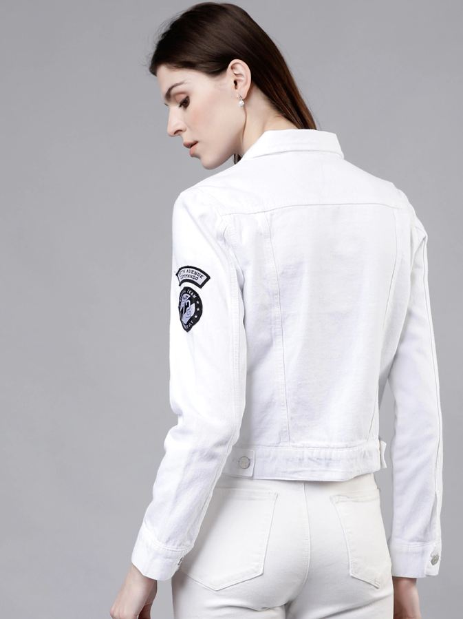 Women White Solid Jacket