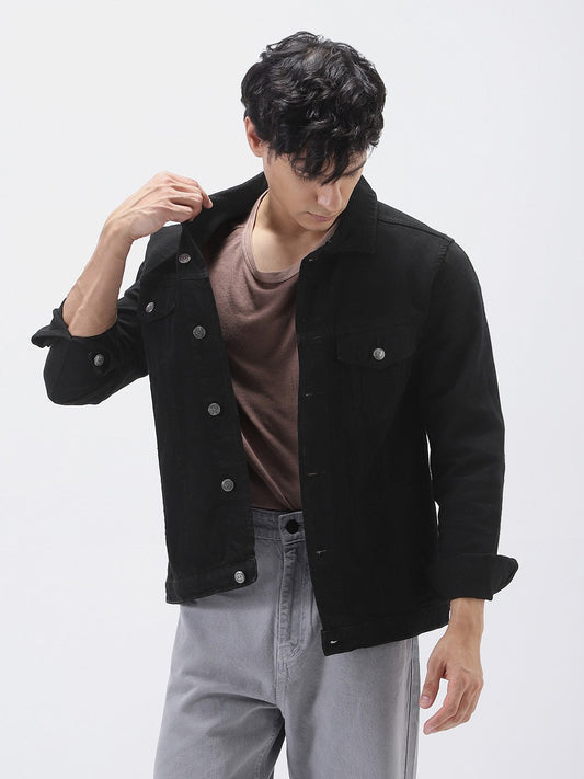 Men’s Solid Washed Denim Jacket – Full Sleeve Regular Fit Casual Jacket by DENIMS Pakistan