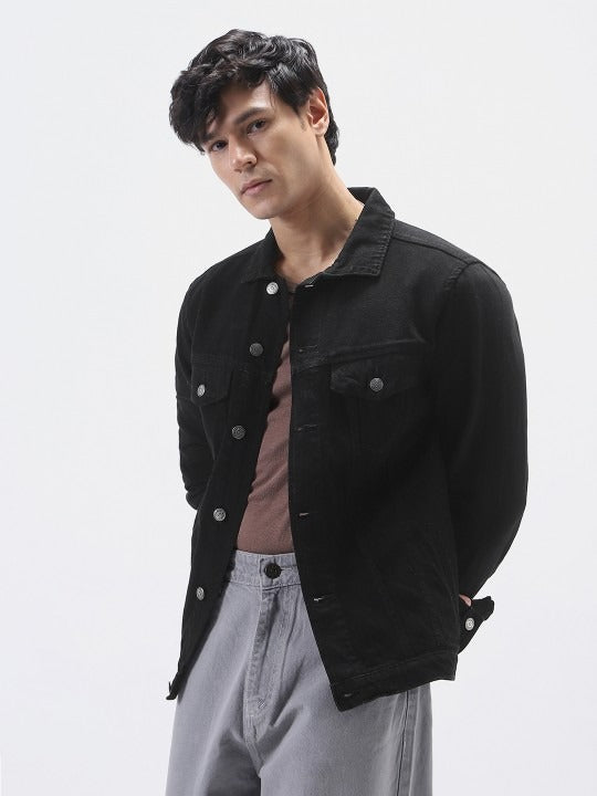 Men’s Solid Washed Denim Jacket – Full Sleeve Regular Fit Casual Jacket by DENIMS Pakistan