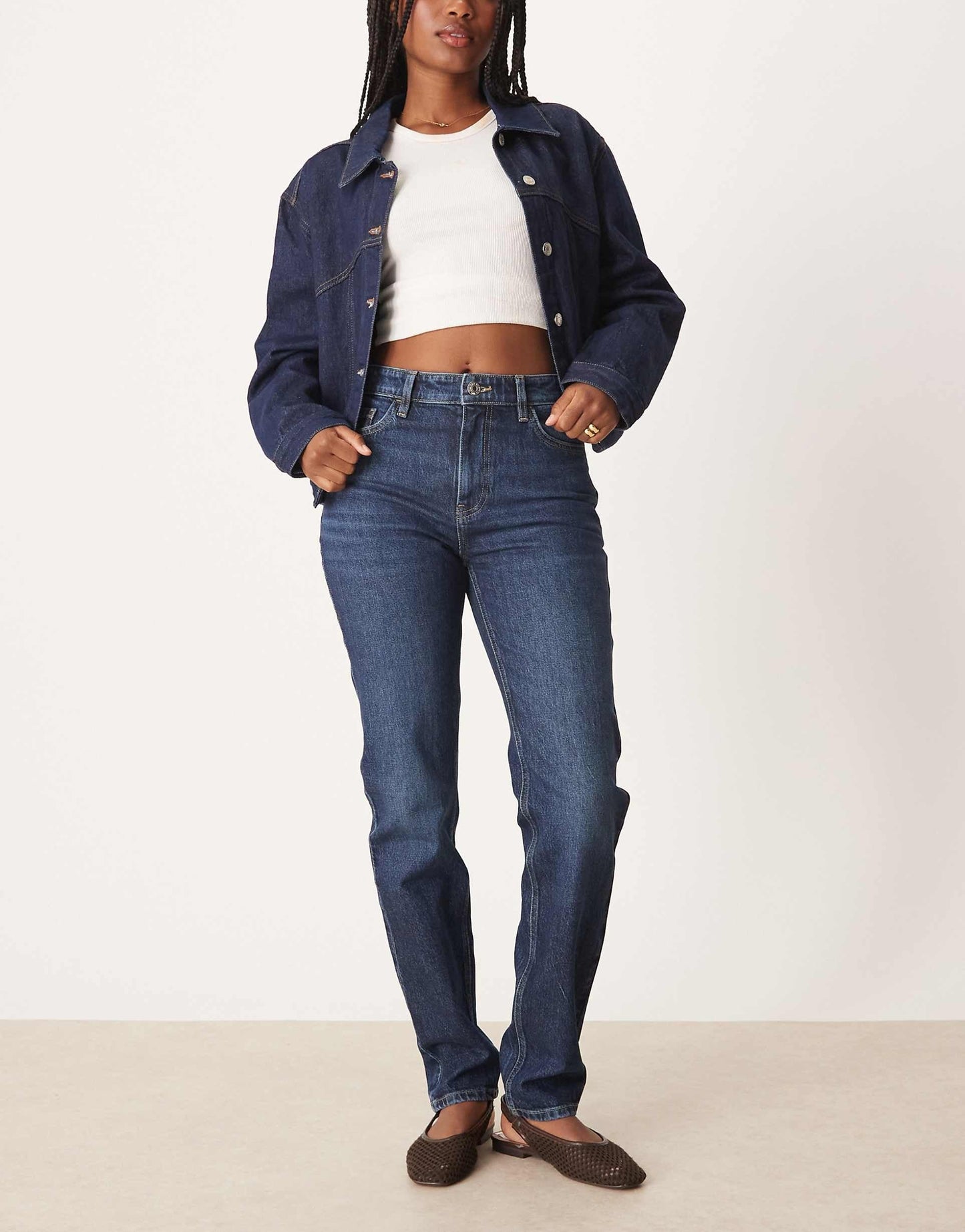 Mom Jeans in Deep Blue – High-Waist Relaxed Fit Denim for Women in Pakistan | DENIMS