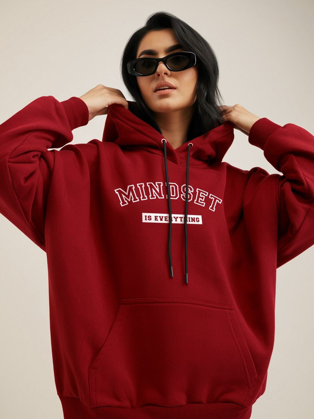 Women Typography Printed Hooded Sweatshirt – Trendy Graphic Hoodie for Winter in Pakistan | DENIMS