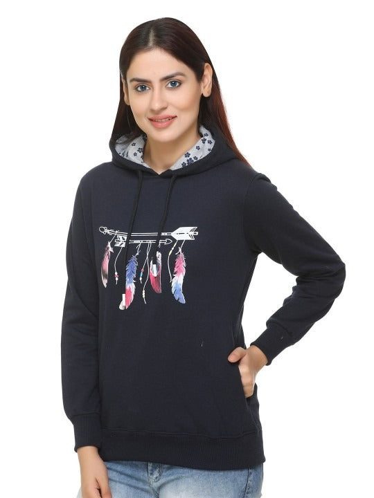 Women Graphic Printed Hooded Sweatshirt – Stylish Cotton Hoodie for Winter Wear in Pakistan