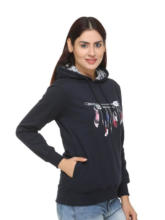 Women Graphic Printed Hooded Sweatshirt – Stylish Cotton Hoodie for Winter Wear in Pakistan