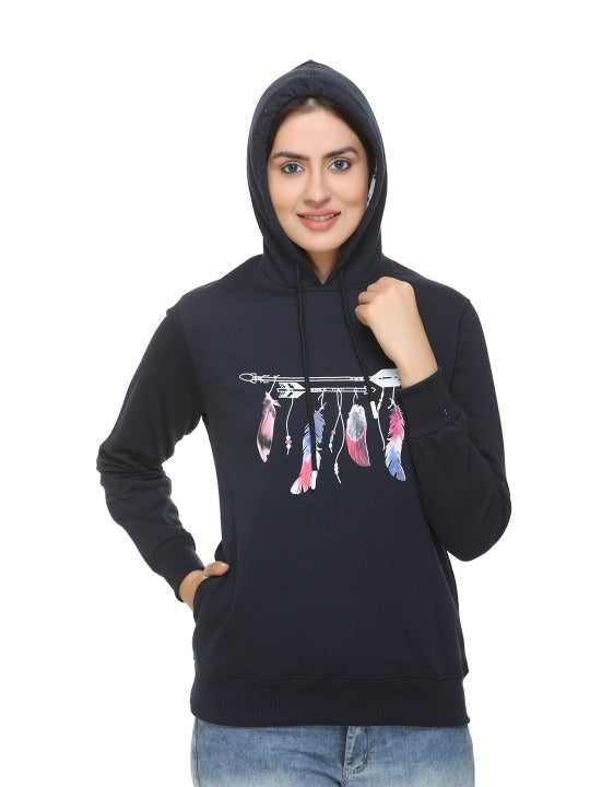 Women Graphic Printed Hooded Sweatshirt – Stylish Cotton Hoodie for Winter Wear in Pakistan