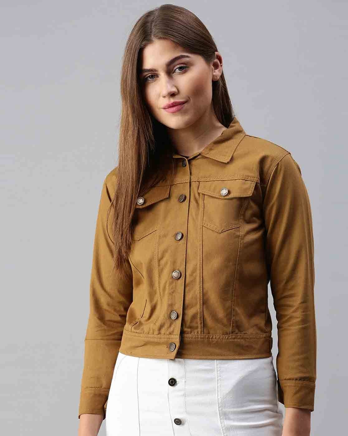 Women’s Khaki Denim Jacket – Timeless Style Meets Versatility