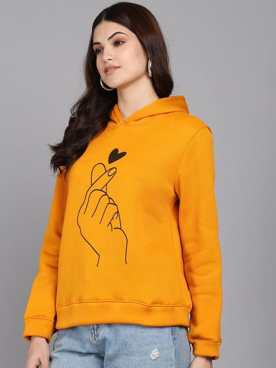 Women Hooded Long Sleeves Yellow Hoodie – Casual Pullover Sweatshirt for Pakistan | DENIMS