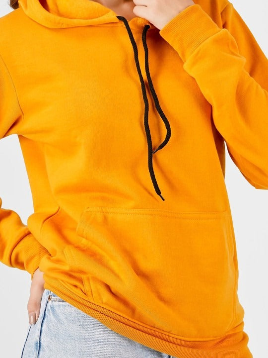 Women Hooded Cotton Yellow Hoodie – Casual Pullover for Pakistan | DENIMS