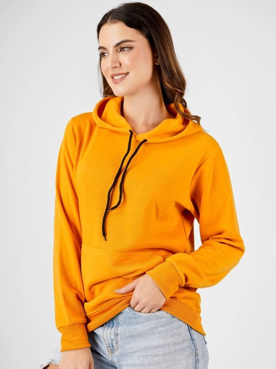Women Hooded Cotton Yellow Hoodie – Casual Pullover for Pakistan | DENIMS