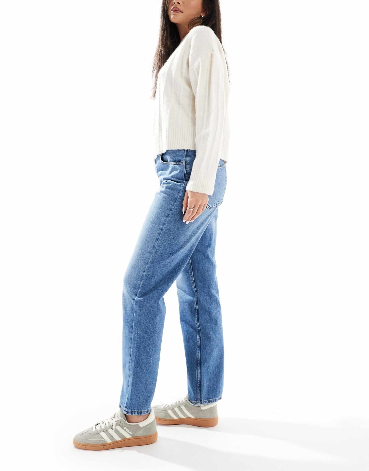Mom Jeans in Mid Wash Blue – High-Waist Relaxed Fit Denim for Women in Pakistan | DENIMS