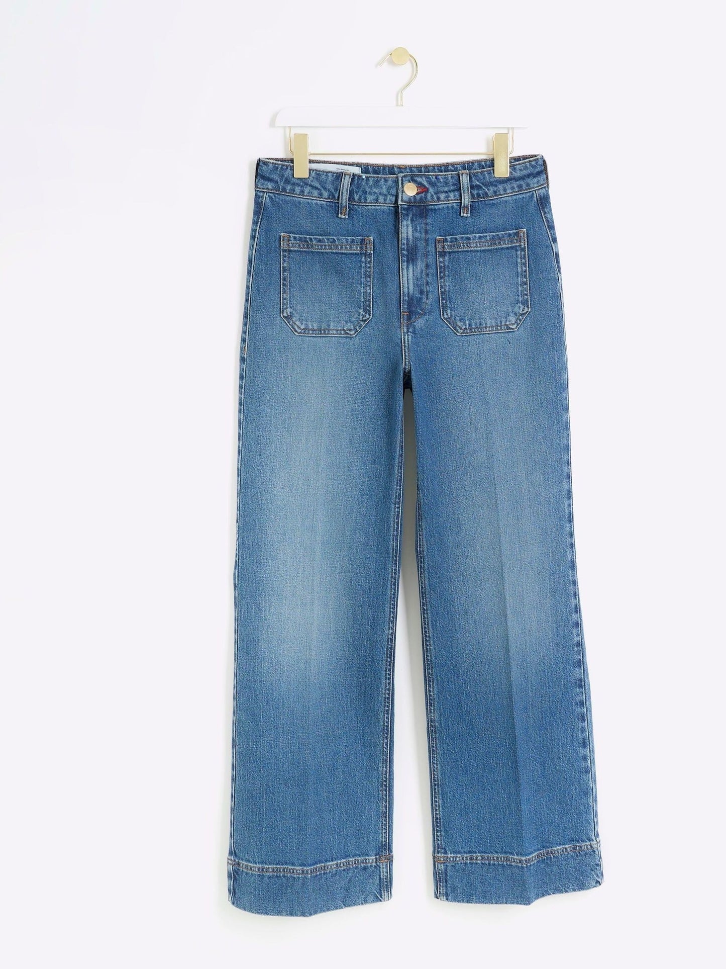 Women Rinse Blue Jersey Denim Wide Leg Trousers – Comfortable & Stylish Pants for Pakistan | DENIMS