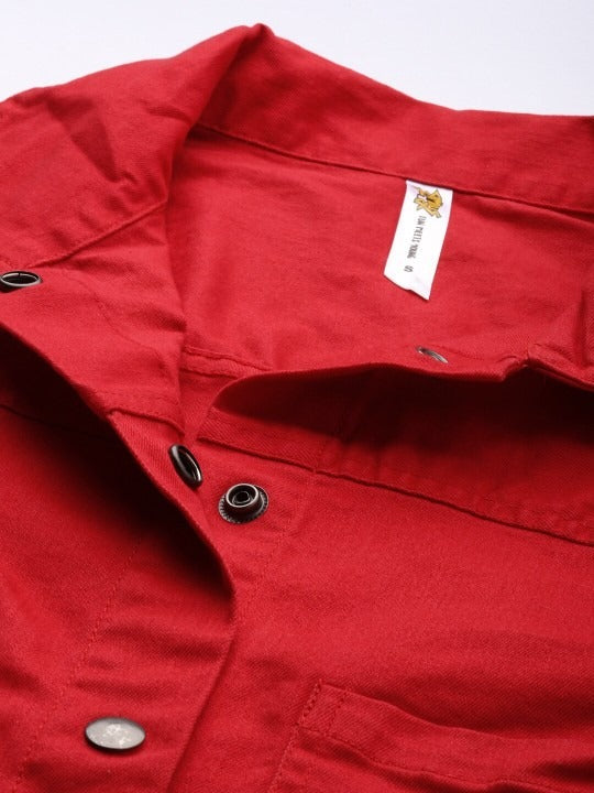 Women Red Solid Denim Jacket by DENIMS – Bold Street Style for Pakistani Fashion