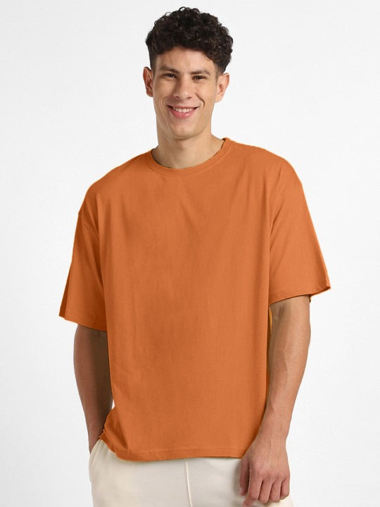 Round Neck Drop Shoulder Short Sleeves Cotton Oversized T-Shirt for Men in Pakistan | DENIMS