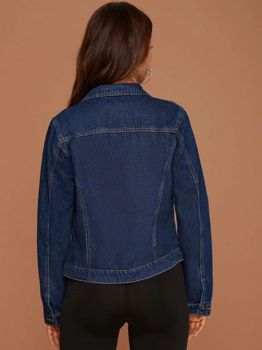 Women Washed Crop Denim Jacket