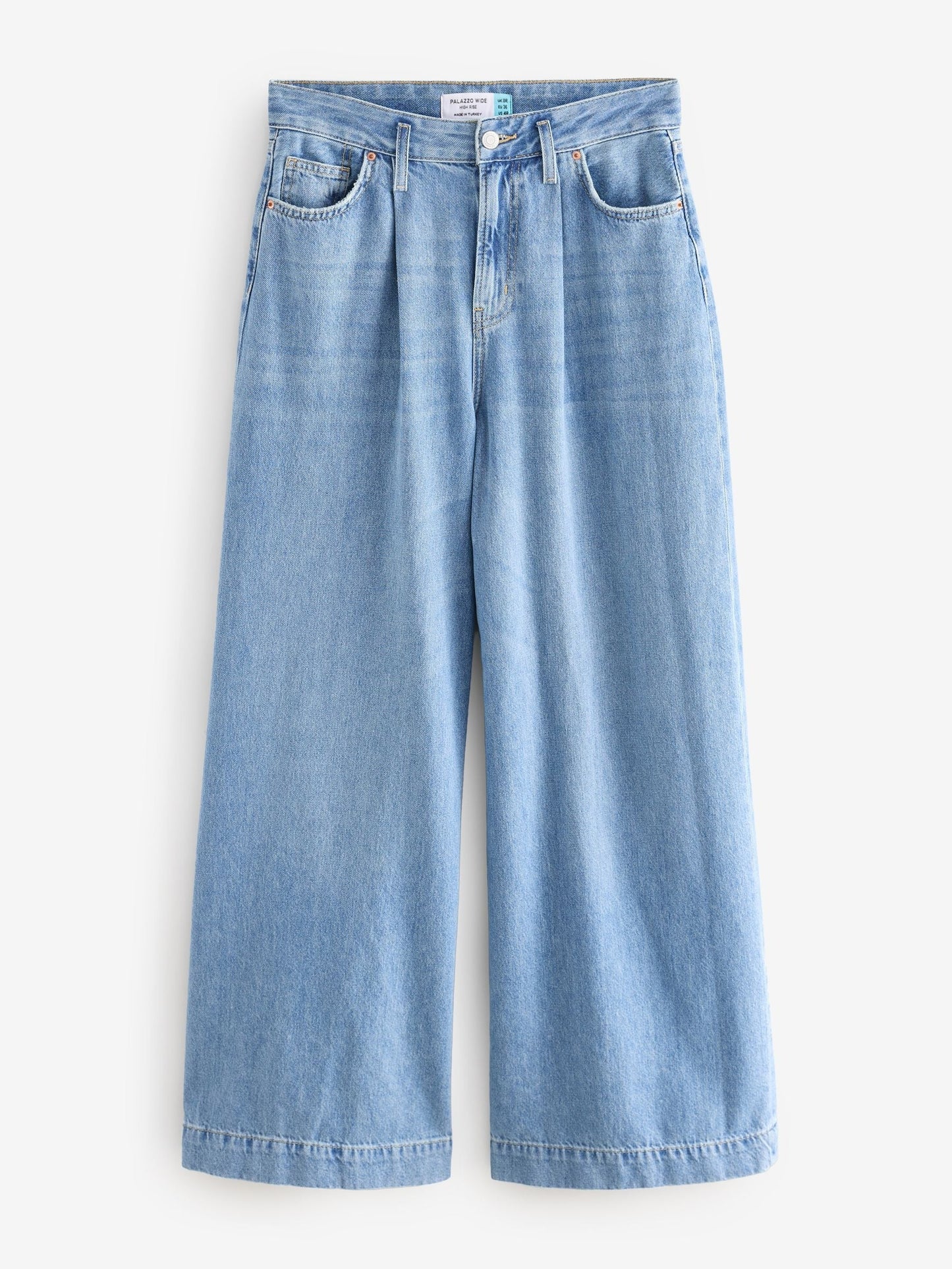 Women Mid Blue Palazzo Wide Leg 100% Cotton Jeans – Trendy Palazzo Denim for Pakistani Women | DENIMS