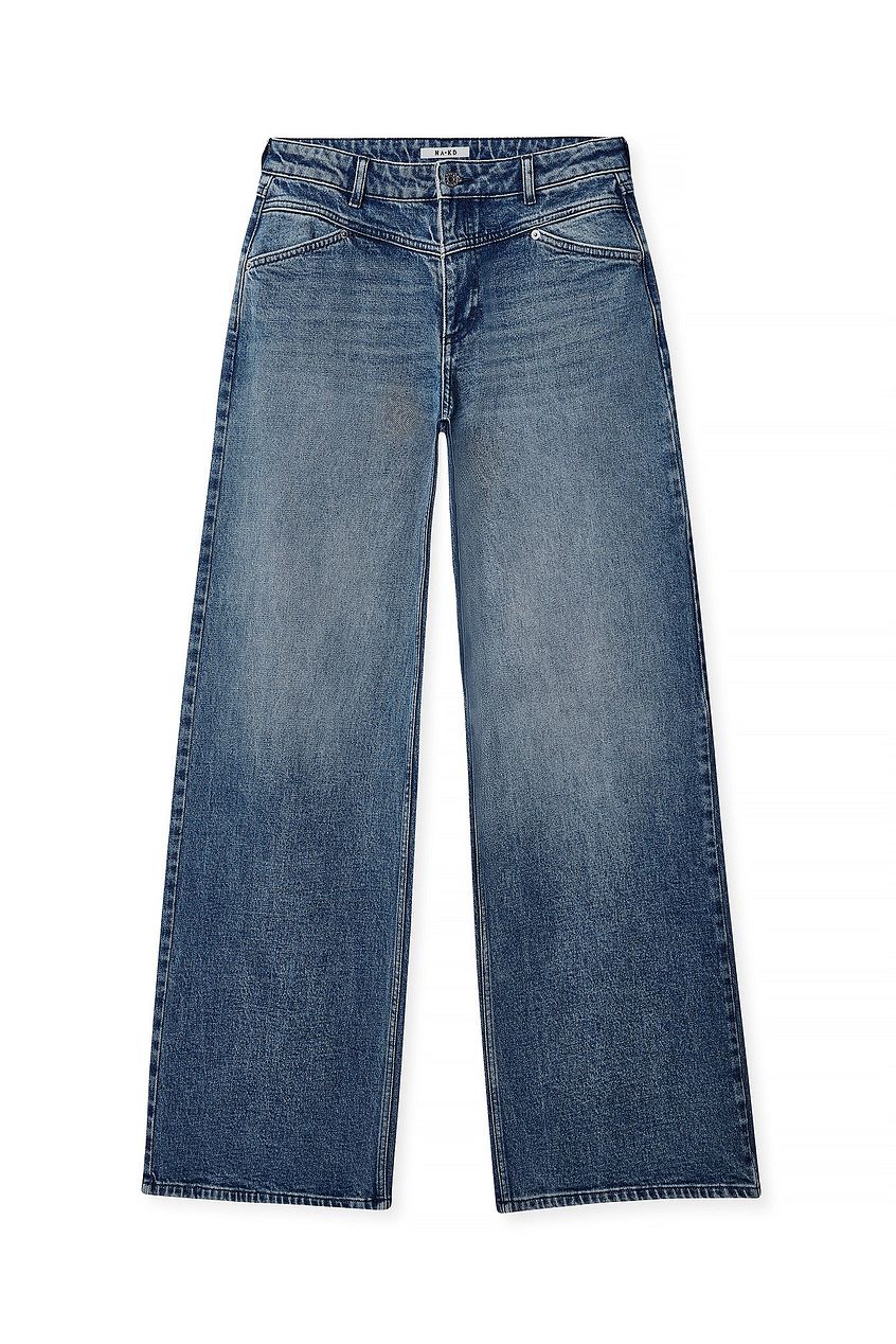 Women Low Waist Wide Leg Jeans with Seam Details – Trendy Low-Rise Baggy Denim, Structured Seams for Shape | DENIMS