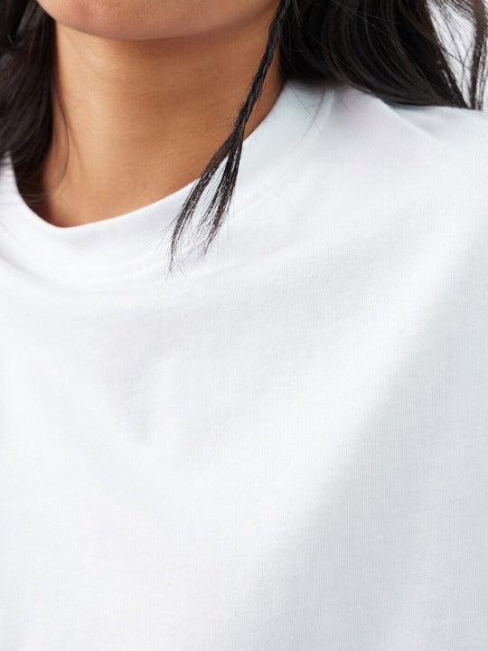 Women Solid Round Neck Pure Cotton Oversized T-Shirt – Casual Streetwear in Pakistan
