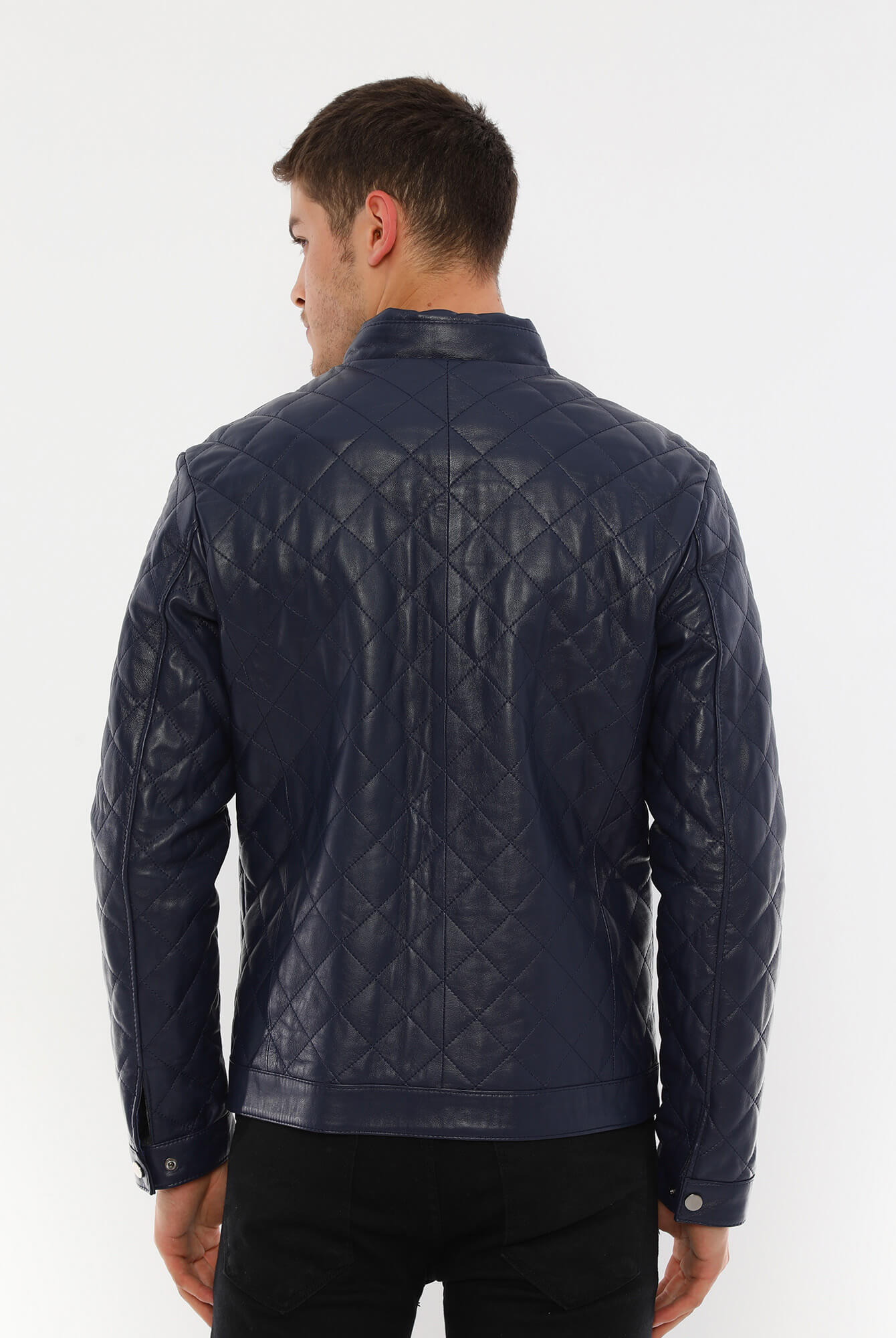 Leonardo Blue Genuine Leather Jacket