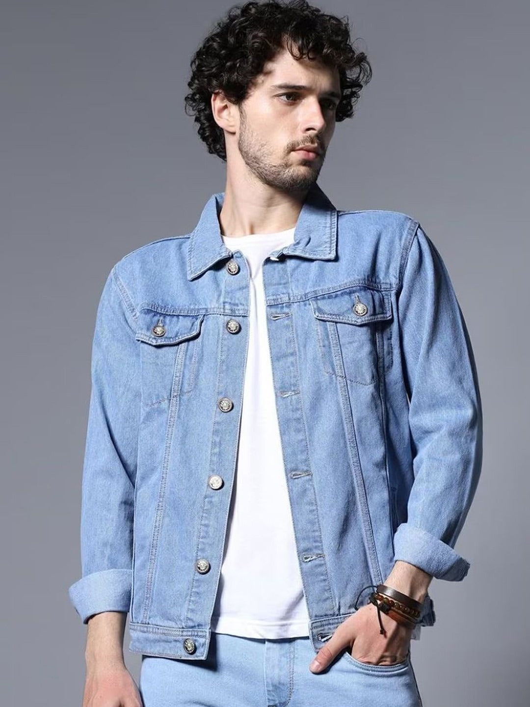 Men Washed Outdoor Denim Jacket with Embroidered Details – Rugged Pakistani Streetwear by DENIMS