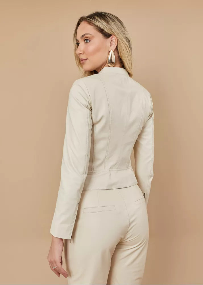 Women's Off-White Pelica Biker Leather Jacket