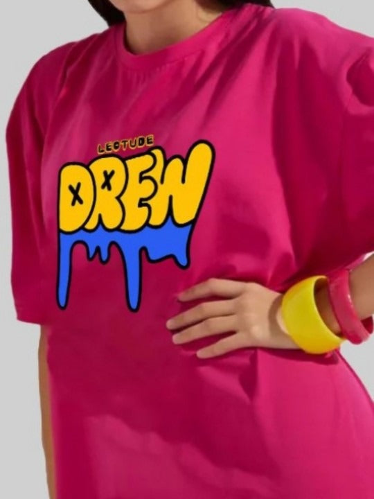 Women Typography Printed Round Neck Cotton Oversized T-Shirt – Trendy Casual Wear Pakistan