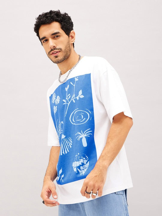 Unisex White Typography Printed Pure Cotton Oversized T-Shirt in Pakistan – Trendy Streetwear by DENIMS