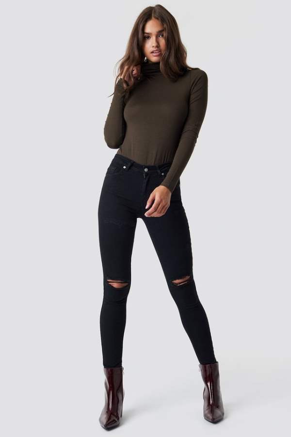 Womens Skinny Fit Mid-Rise Clean Look Stretchable Cropped Jeans