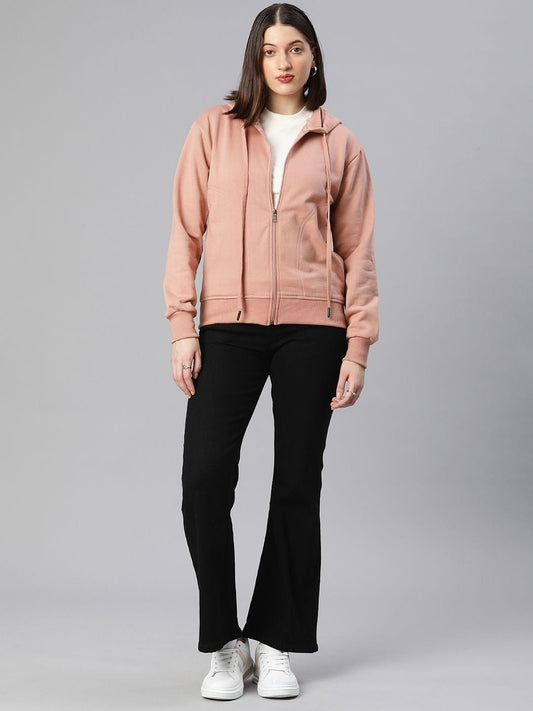 Women Black Solid Training Hooded Rapid-Dry Zipper — Lightweight Athletic Zip Hoodie | DENIMS Pakistan