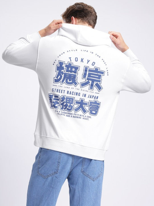 Typography Print Oversized Drop-Shoulder Hooded Sweatshirt – Winter Streetwear in Pakistan