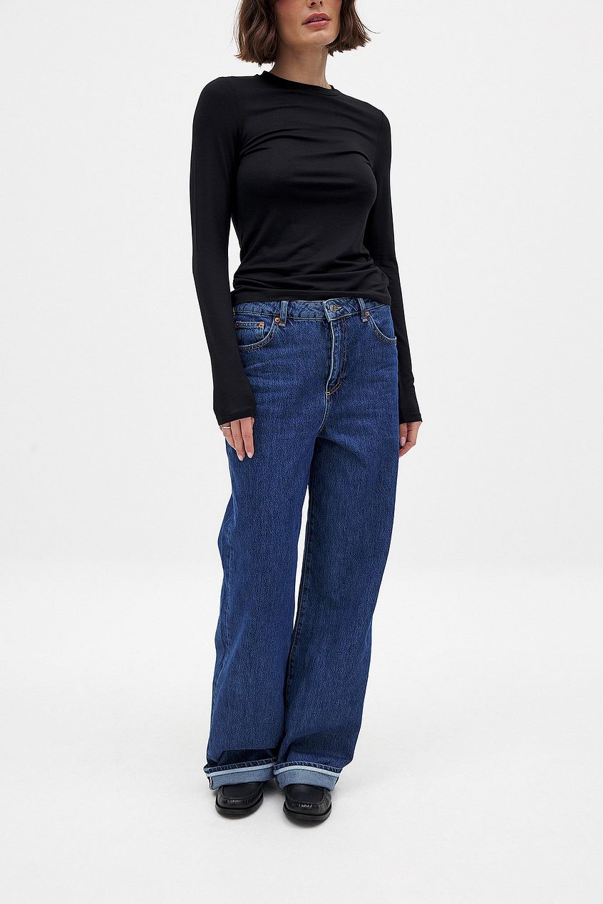 Women Fold Up Loose Denim – Relaxed Fit Cuffed Jeans for Pakistani Women | DENIMS