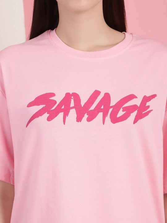 Women Graphic Printed Round Neck Cotton Oversized T-Shirt – Casual Fashion Pakistan