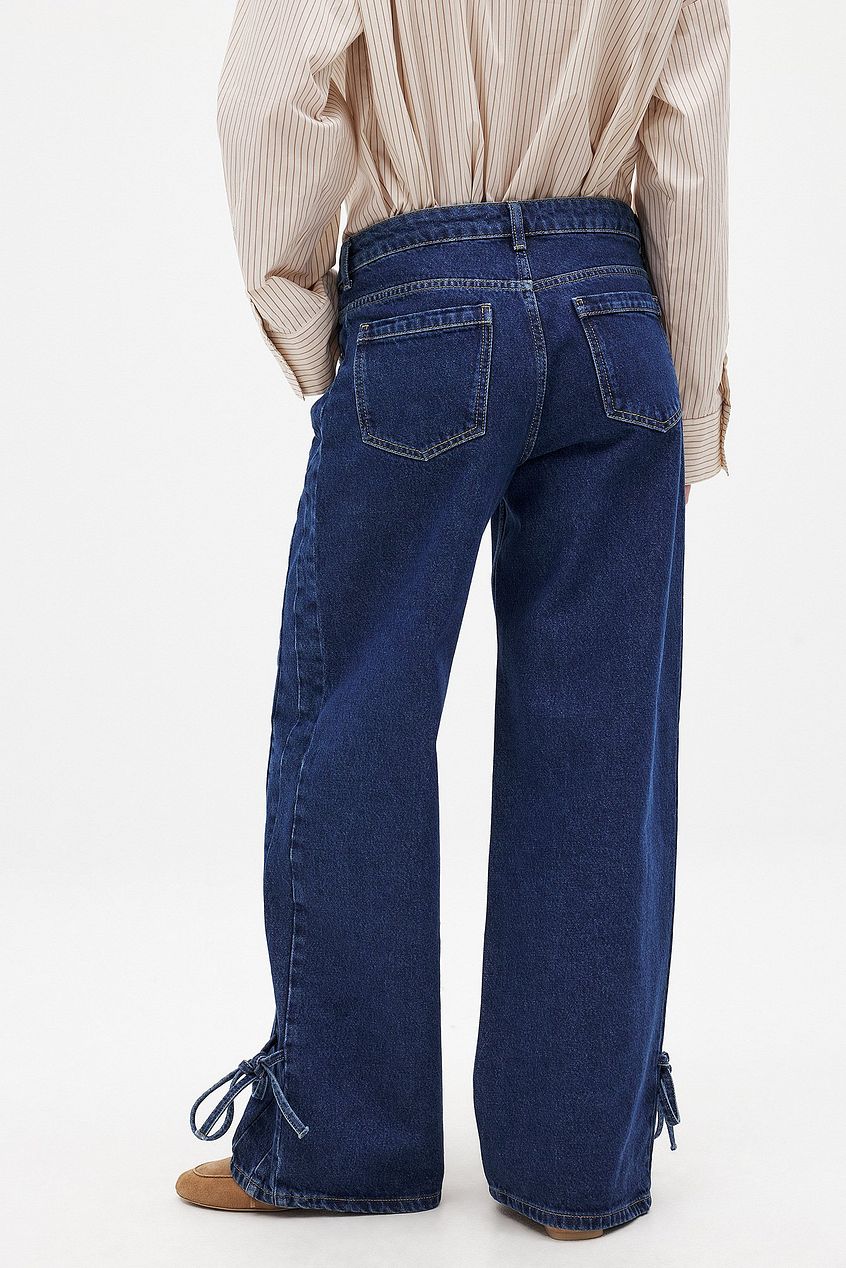 Women Tie Detail Denim Jeans – Tie-Front Waist Denim, Adjustable Fit & Fusion Style | DENIMS