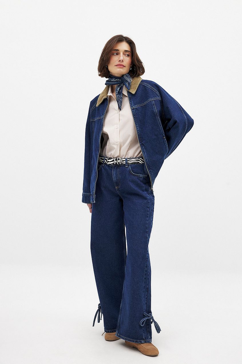 Women Tie Detail Denim Jeans – Tie-Front Waist Denim, Adjustable Fit & Fusion Style | DENIMS