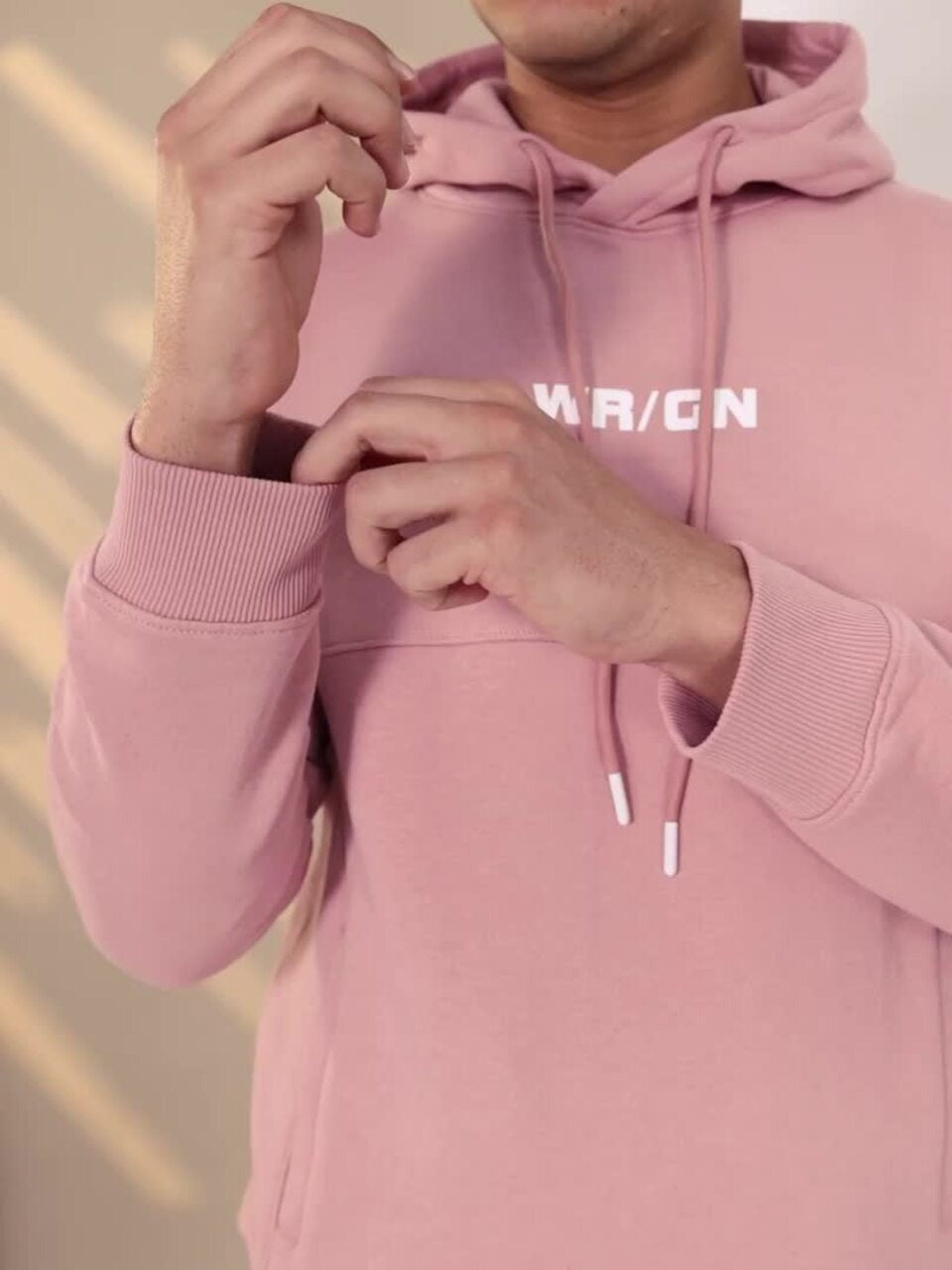 Men Pink Printed Hooded Pullover Sweatshirt – Stylish Cotton Hoodie for Winter in Pakistan | DENIMS