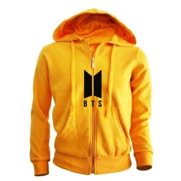 Yellow Fleece BTS Zipper Hoodies For Women 517