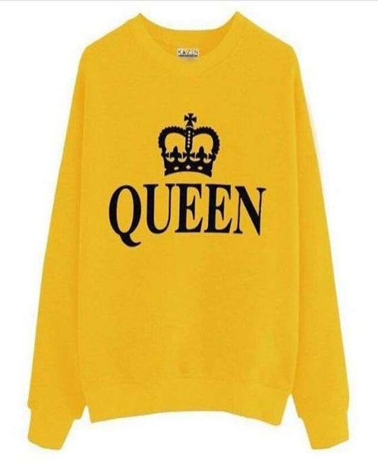 Yellow Queen Printed Sweat Shirt For Women