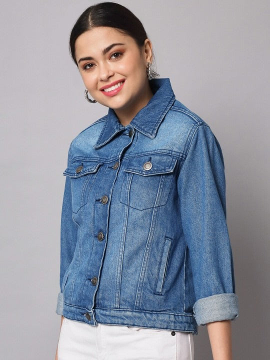 Women Washed Cotton Crop Denim Jacket – Lightweight Breathable Jacket for Pakistan | DENIMS