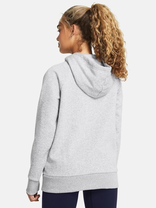 Printed Rival Fleece Wordmark Gray Hoodie — Cozy Fleece Pullover with Wordmark Print & Kangaroo Pocket | DENIMS Pakistan