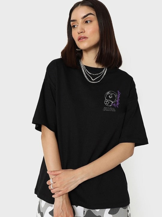 Women Printed Oversized Cotton Drop-Shoulder T-Shirt Pakistan