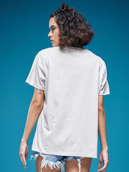 Women Printed Drop-Shoulder Cotton T-Shirt Pakistan