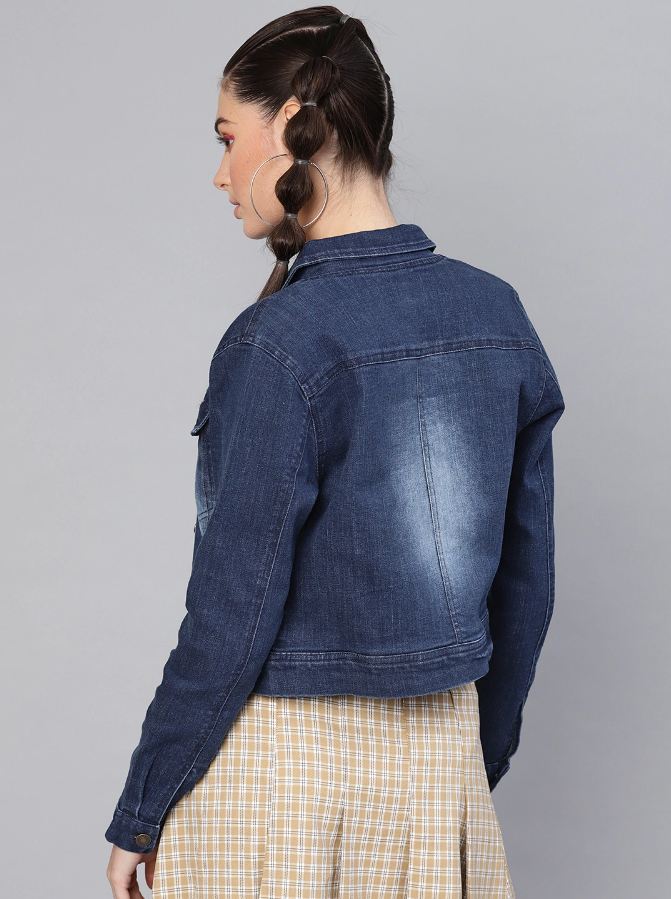 Women Dark Blue Solid Jacket