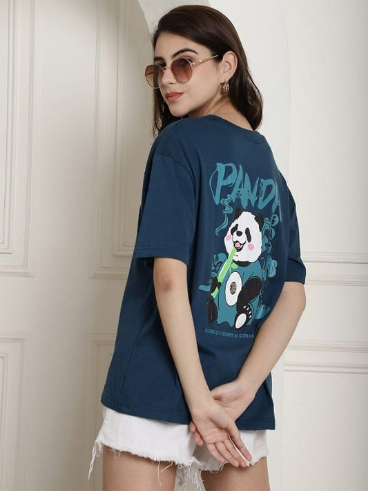 Women Graphic Printed Cotton Oversized T-Shirt with Drop-Shoulder Sleeves in Pakistan | Trendy Streetwear