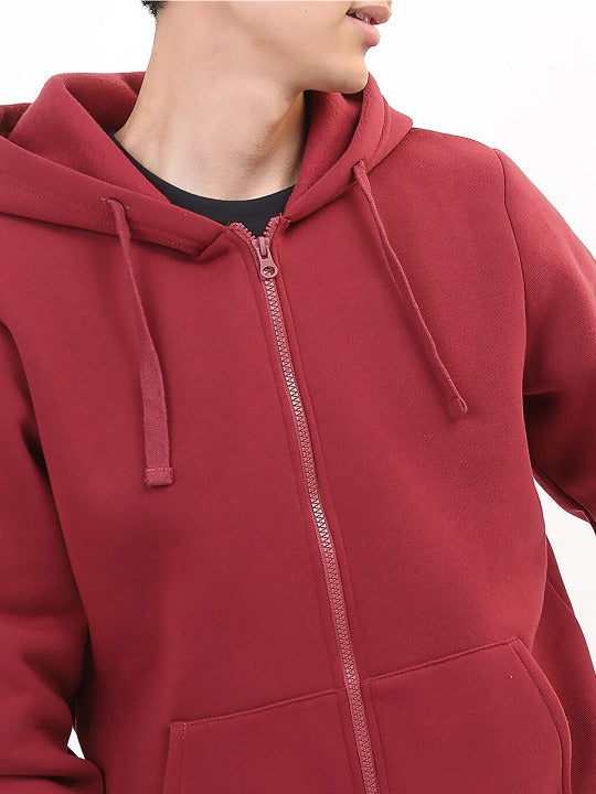 Men Maroon Hooded Pullover Sweatshirt – Warm & Stylish Winter Hoodie in Pakistan