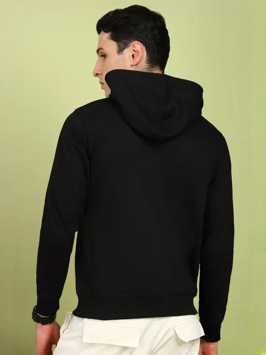 Men Regular Cotton Fleece Full Sleeve Black Hoodie – Warm Winter Sweatshirt in Pakistan