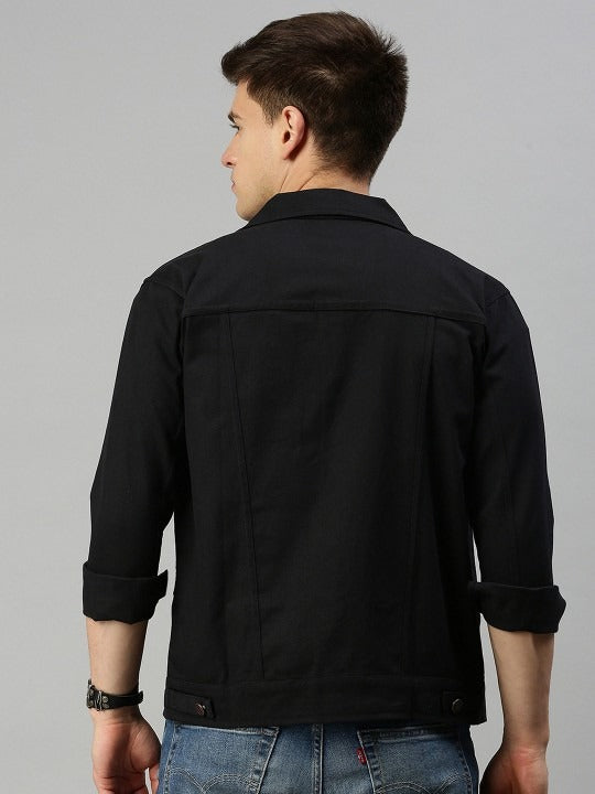Spread Collar Denim Jacket for Men – Dual Pocket Long Sleeve Style in Pakistan