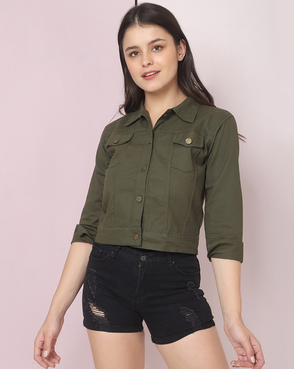 Women’s Olive Green Denim Jacket – Bold, Stylish, and Versatile
