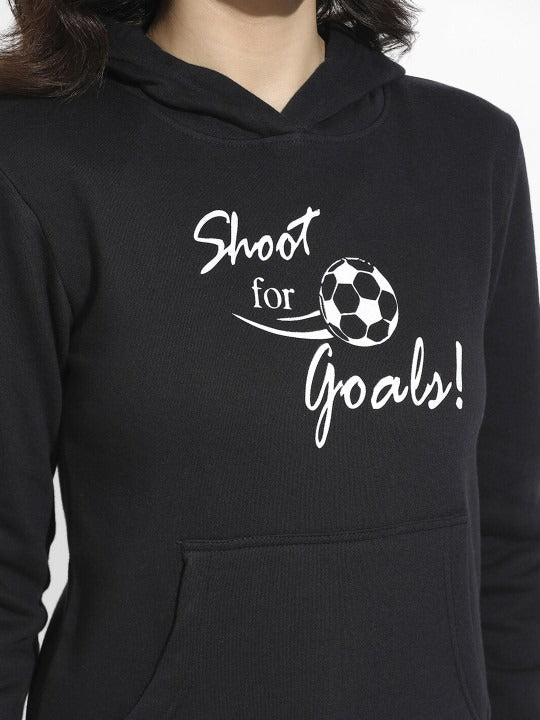 Typography Printed Hooded Black Hoodie — Graphic Cotton Pullover Pakistan