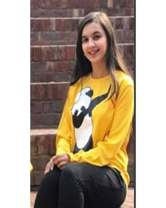Yellow Panda Dap Cotton Printed T-Shirt For Women