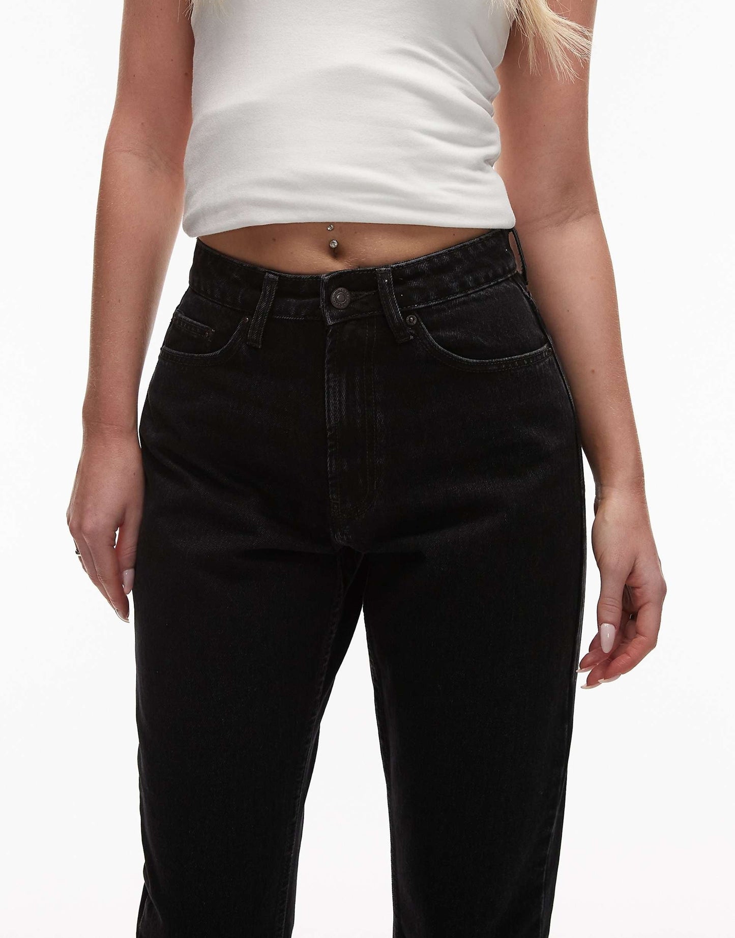 Mom Jeans in Washed Black – High-Waist Relaxed Fit Denim for Women in Pakistan | DENIMS