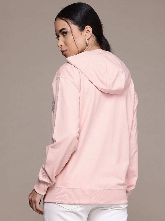 Women Drop Shoulder Sleeves Hooded White Zipper — Oversized Casual Zip-Up Hoodie in Pakistan