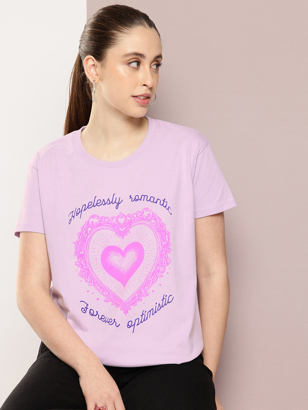Women Purple Boxy Printed T-Shirt Online in Pakistan